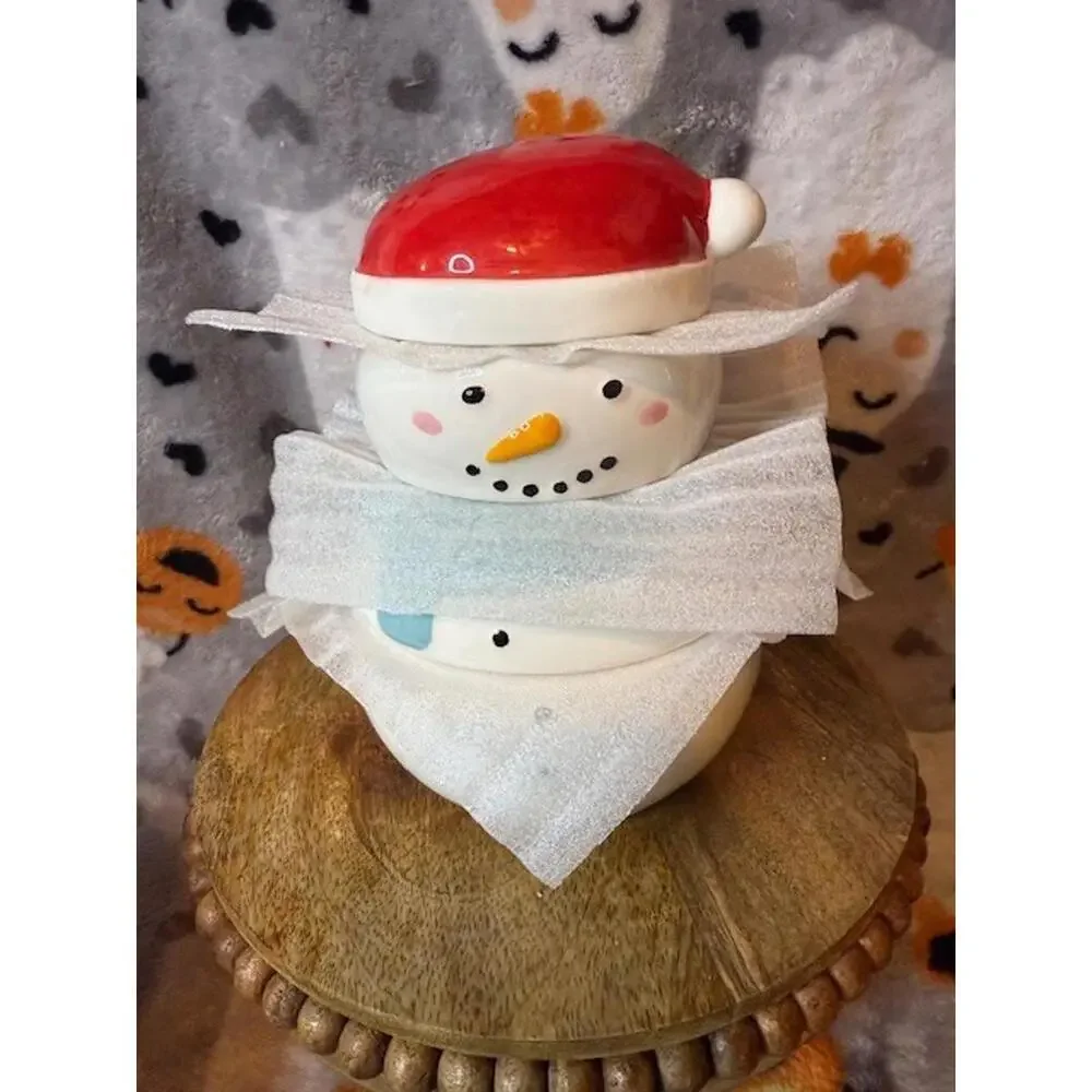 Bakehouse Snowman Ceramic Measuring Cups Set Holiday Kitchen Decor